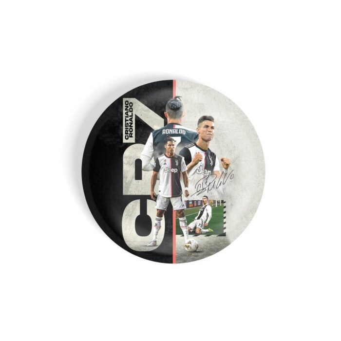 dhcrafts Pin Badges Grey Colour Cristiano Ronaldo Cr7 D1 Glossy Finish Design Pack of 1