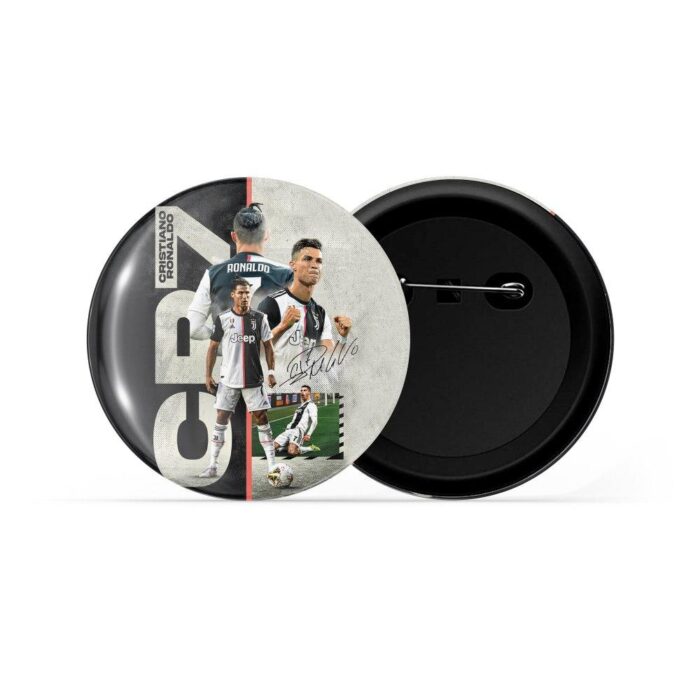 dhcrafts Pin Badges Grey Colour Cristiano Ronaldo Cr7 D1 Glossy Finish Design Pack of 1