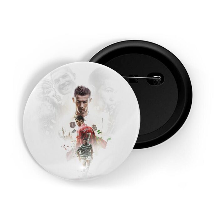 dhcrafts Pin Badges White Colour Cristiano Ronaldo Cr7 D3 Glossy Finish Design Pack of 1