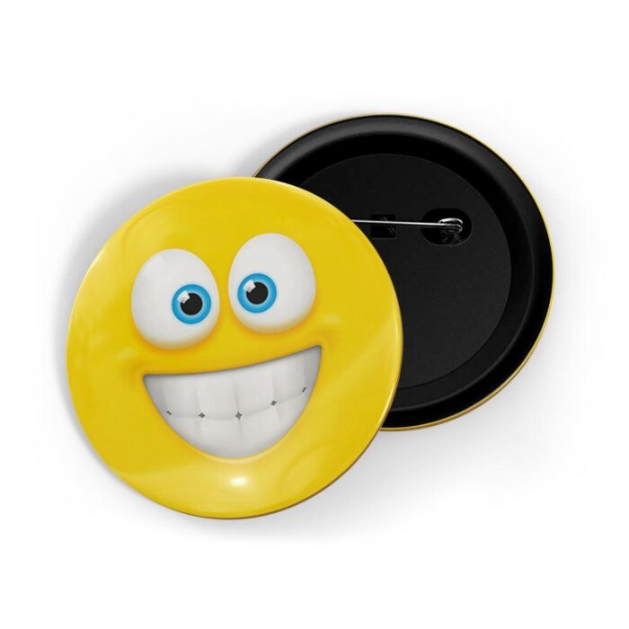 dhcrafts Pin Badges Yellow Colour Grimacing Face Emoji Glossy Finish Design Pack of 1