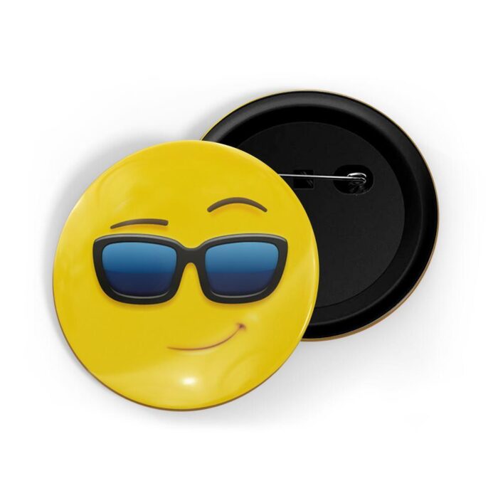 dhcrafts Pin Badges Yellow Colour Smiling Face With Sunglasses Emoji Glossy Finish Design Pack of 1