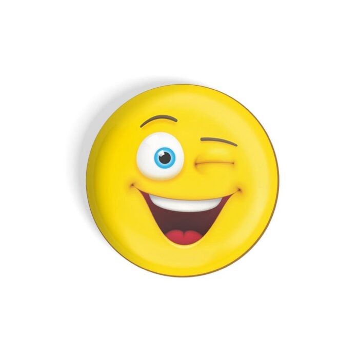 dhcrafts Yellow Color Fridge Magnet Grinning Face With Wink Emoji Glossy Finish Design Pack of 1