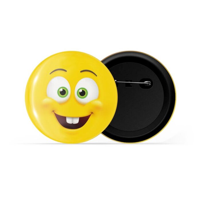 dhcrafts Pin Badges Yellow Colour Smiling With 2 Teeth Emoji Glossy Finish Design Pack of 1