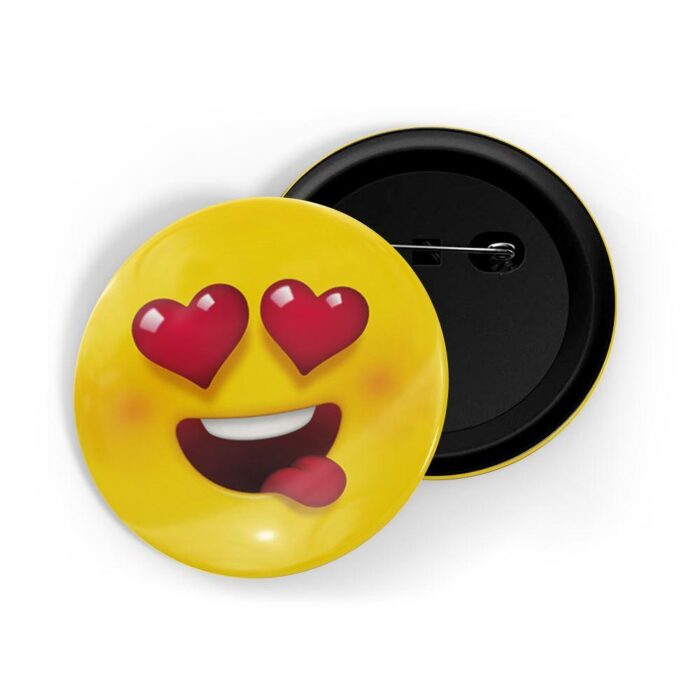 dhcrafts Pin Badges Yellow Colour Loving Face Emoji Glossy Finish Design Pack of 1