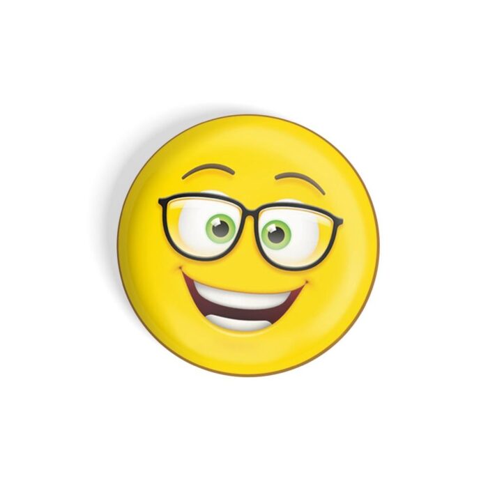 dhcrafts Yellow Color Fridge Magnet Nerd Face Emoji Glossy Finish Design Pack of 1