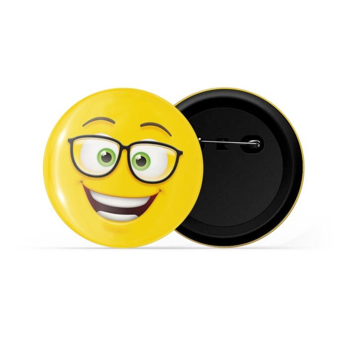 dhcrafts Pin Badges Yellow Colour Nerd Face Emoji Glossy Finish Design Pack of 1