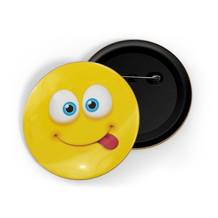 dhcrafts Pin Badges Yellow Colour Smiley Face With Tongue Out Emoji Glossy Finish Design Pack of 1