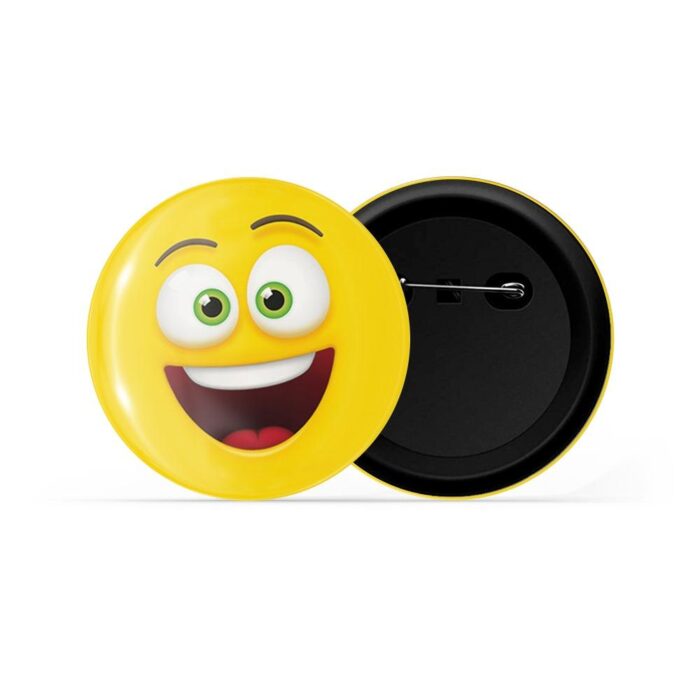 dhcrafts Pin Badges Yellow Colour Smiling Brightly Emoji Glossy Finish Design Pack of 1