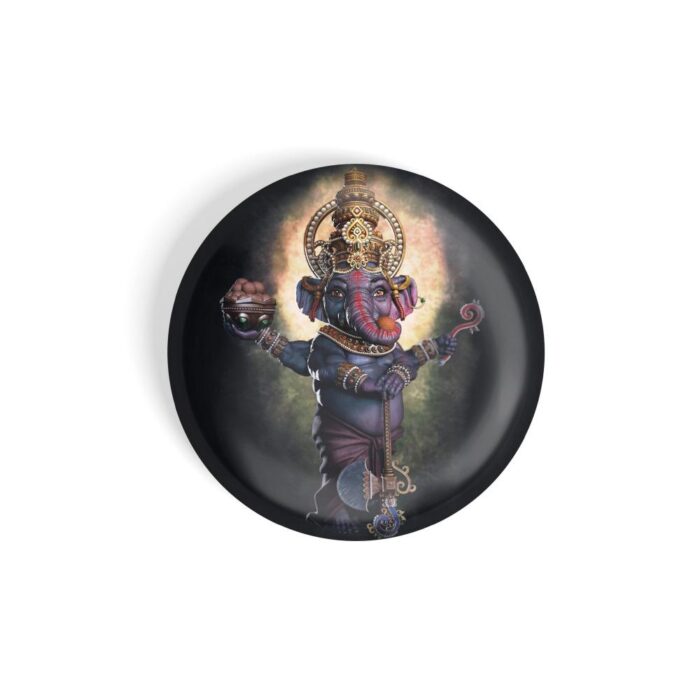 dhcrafts Pin Badges Black Colour Ganesha D7 Glossy Finish Design Pack of 1