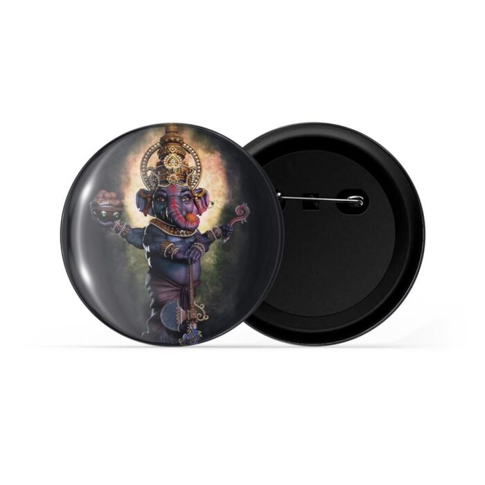 dhcrafts Pin Badges Black Colour Ganesha D7 Glossy Finish Design Pack of 1