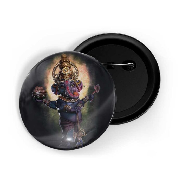 dhcrafts Pin Badges Black Colour Ganesha D7 Glossy Finish Design Pack of 1