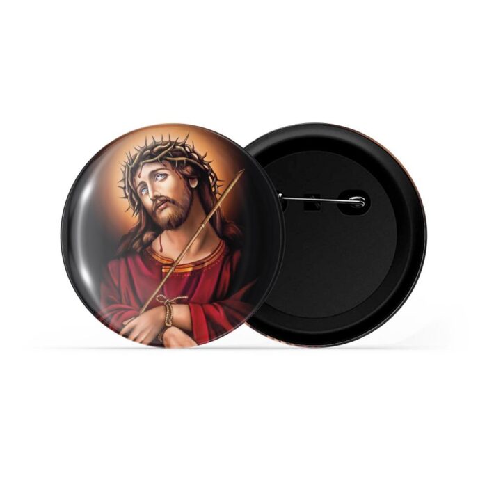 dhcrafts Pin Badges Black Colour Jesus D3 Glossy Finish Design Pack of 1