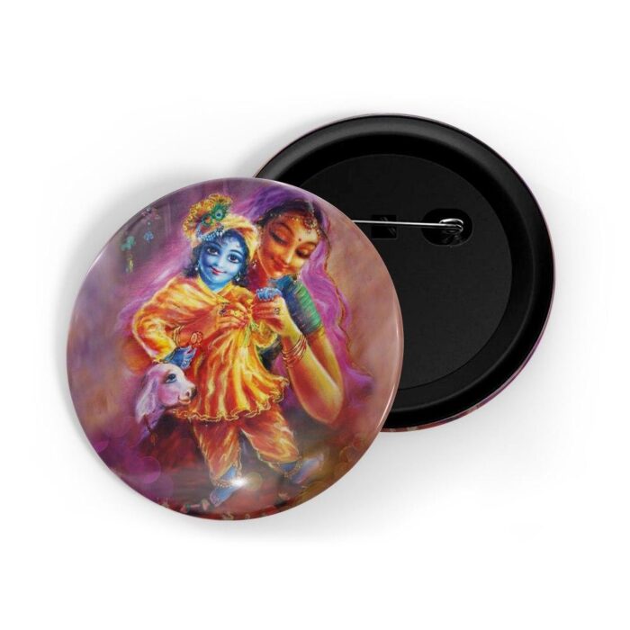 dhcrafts Pin Badges Multicolor Baal Krishna And Yashoda D11 Glossy Finish Design Pack of 1