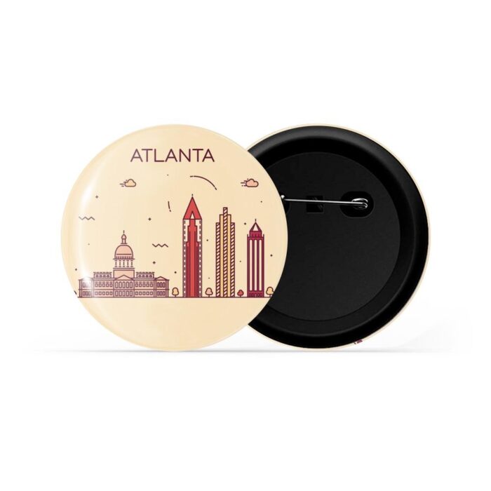 dhcrafts Pin Badges Brown Colour Atlanta Glossy Finish Design Pack of 1