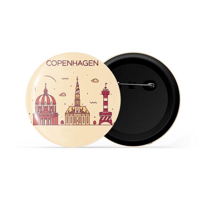 dhcrafts Pin Badges Brown Colour Copenhagen Glossy Finish Design Pack of 1