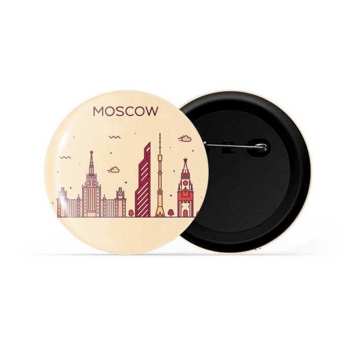 dhcrafts Pin Badges Brown Colour Moscow Glossy Finish Design Pack of 1