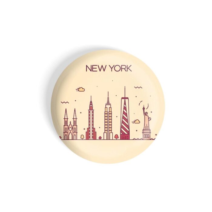 dhcrafts Pin Badges Brown Colour New York Glossy Finish Design Pack of 1
