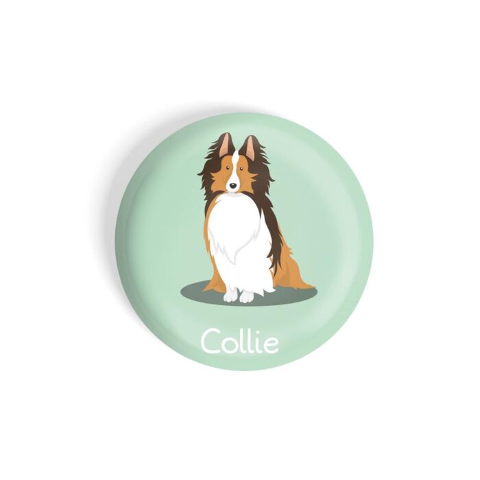 dhcrafts Pin Badges Green Colour Collie Pet Dog Glossy Finish Design Pack of 1