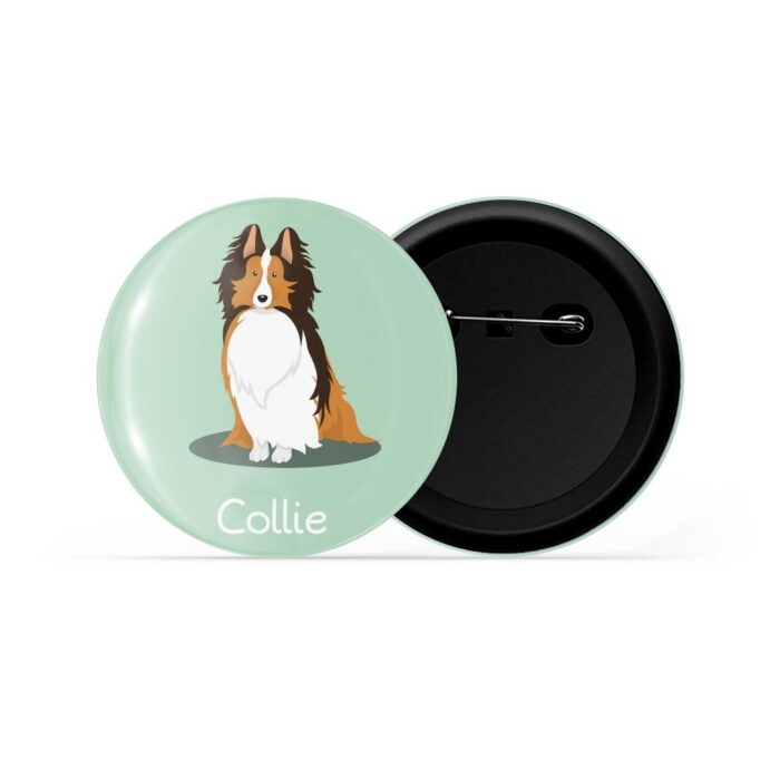 dhcrafts Pin Badges Green Colour Collie Pet Dog Glossy Finish Design Pack of 1