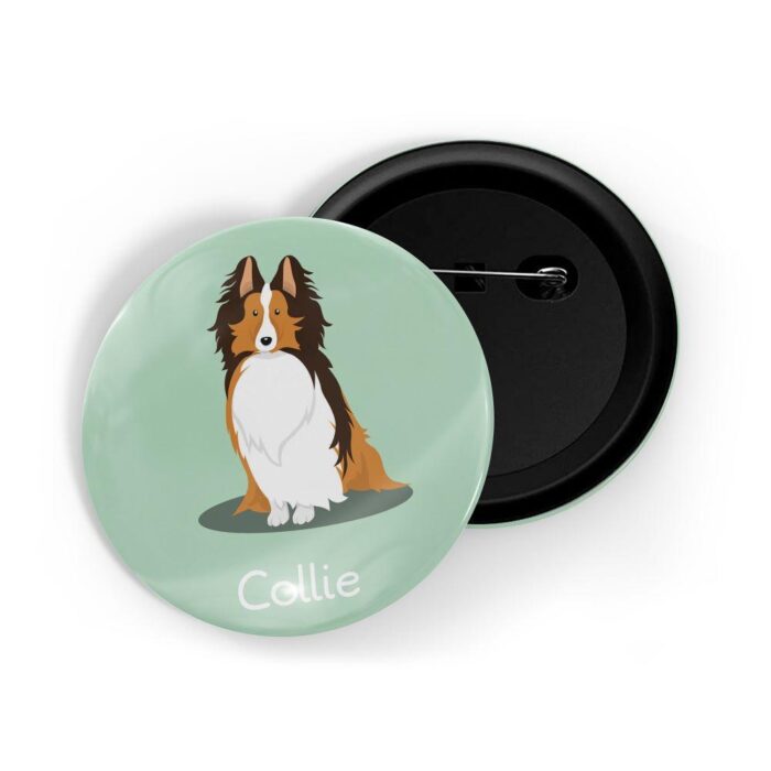 dhcrafts Pin Badges Green Colour Collie Pet Dog Glossy Finish Design Pack of 1