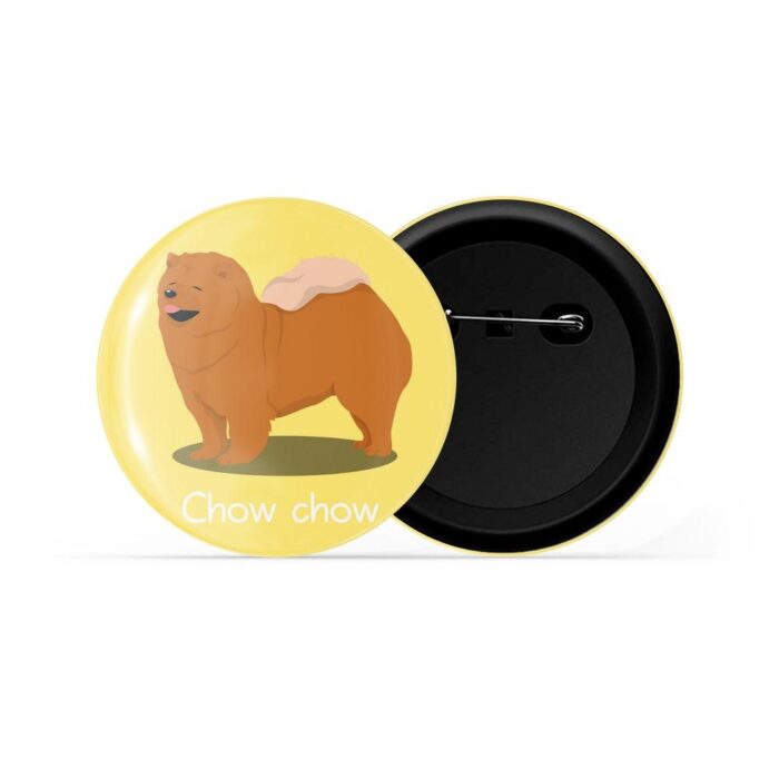 dhcrafts Pin Badges Yellow Colour Chow Chow Pet Dog Glossy Finish Design Pack of 1