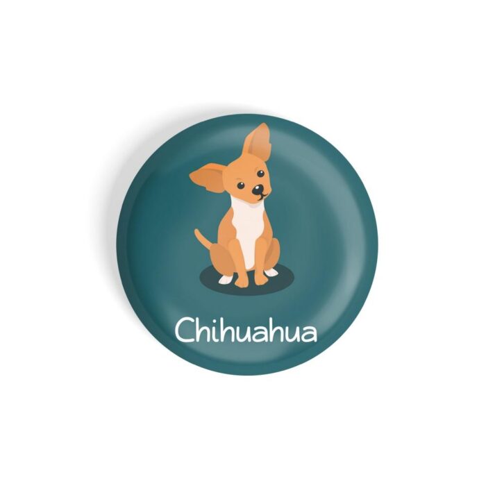 dhcrafts Pin Badges Green Colour Chihuahua Pet Dog Glossy Finish Design Pack of 1