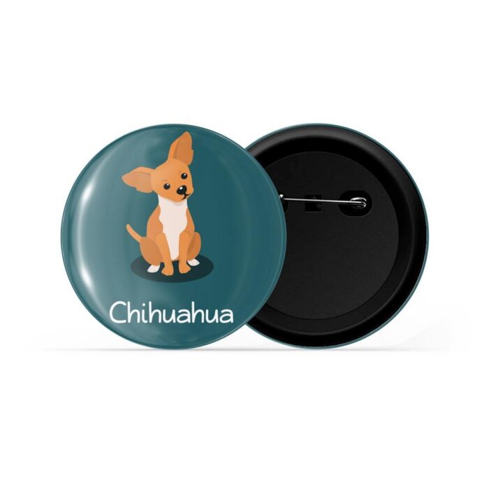 dhcrafts Pin Badges Green Colour Chihuahua Pet Dog Glossy Finish Design Pack of 1