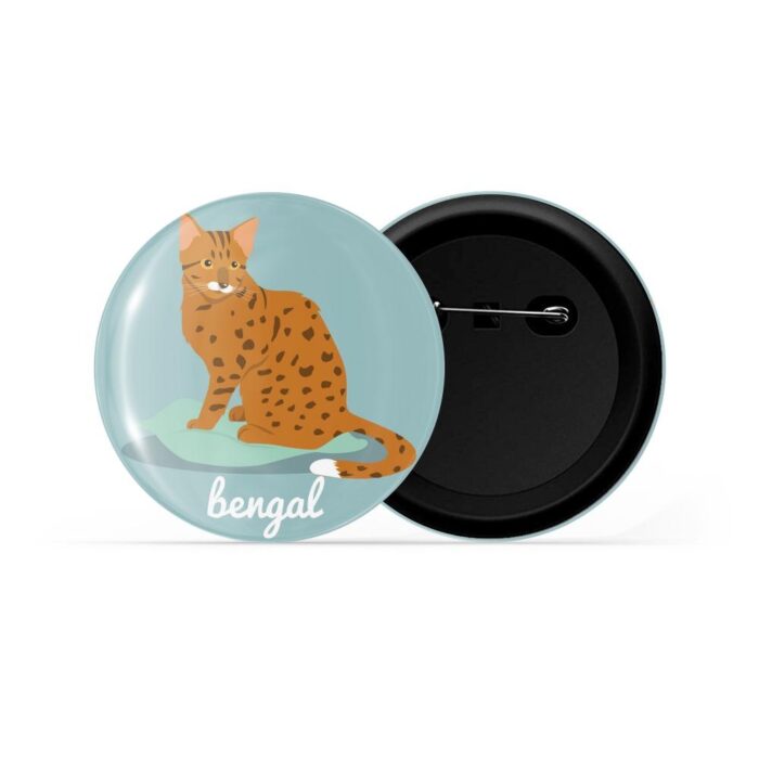 dhcrafts Pin Badges Blue Colour Bengal Pet Cat Glossy Finish Design Pack of 1