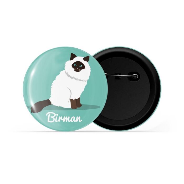 dhcrafts Pin Badges Green Colour Birman Pet Cat Glossy Finish Design Pack of 1