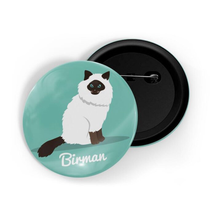 dhcrafts Pin Badges Green Colour Birman Pet Cat Glossy Finish Design Pack of 1