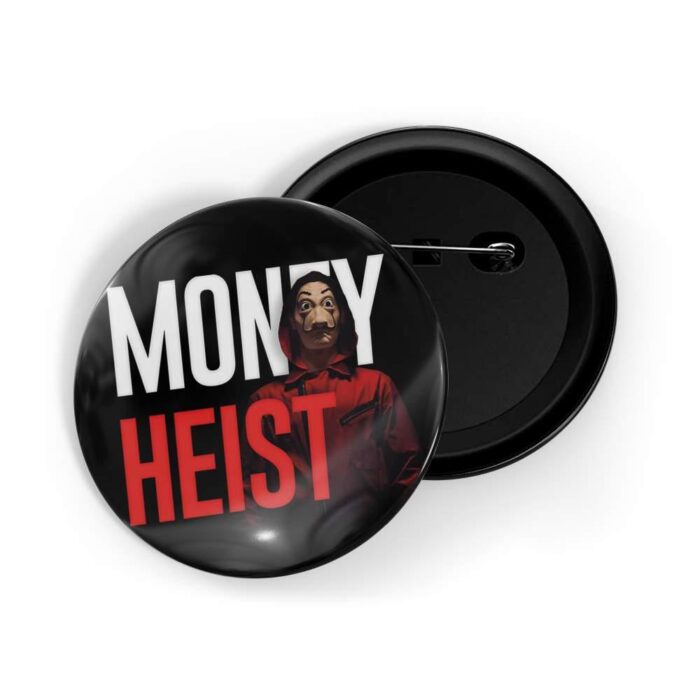 dhcrafts Pin Badges Black Colour Money Heist D3 Glossy Finish Design Pack of 1