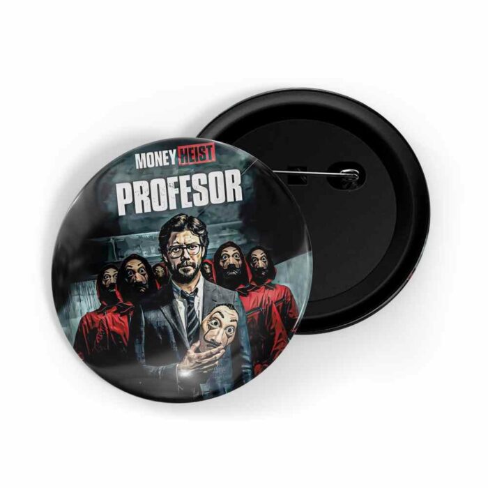 dhcrafts Pin Badges Brown Colour Money Heist Professor D4 Glossy Finish Design Pack of 1