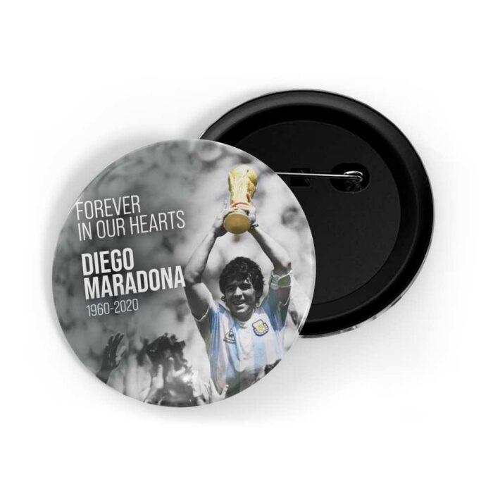 dhcrafts Pin Badges Grey Colour Forever In Our Hearts Diego Maradona 1960-2020 Argentina Glossy Finish Design Pack of 1