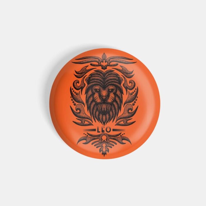 dhcrafts Pin Badges Orange Colour Zodiac Sign Leo With Lucky Color Glossy Finish Design Pack of 1