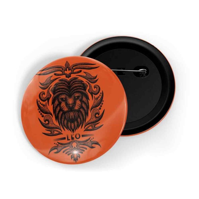 dhcrafts Pin Badges Orange Colour Zodiac Sign Leo With Lucky Color Glossy Finish Design Pack of 1