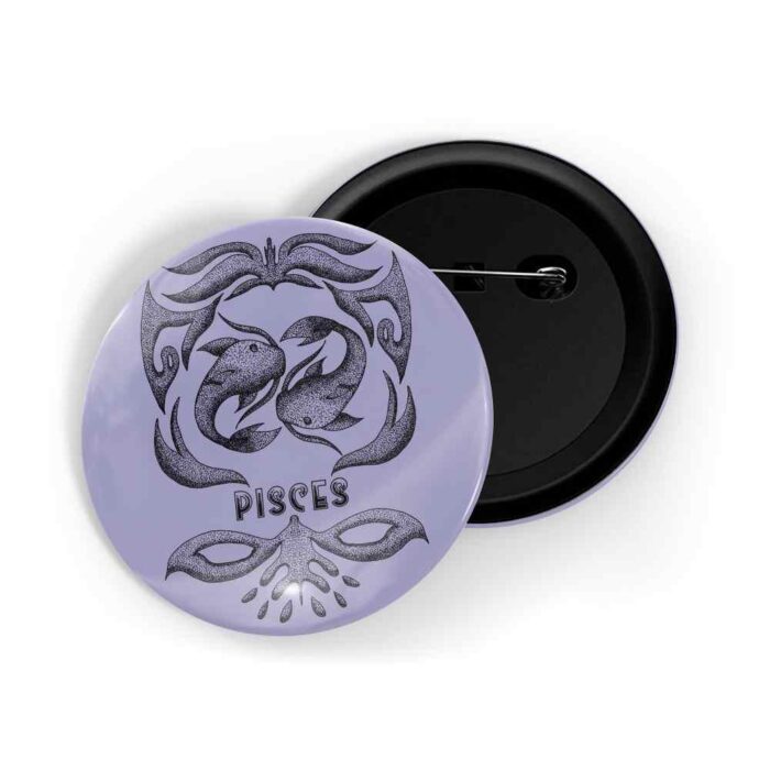 dhcrafts Pin Badges Purple Colour Zodiac Sign Pisces With Lucky Color Glossy Finish Design Pack of 1