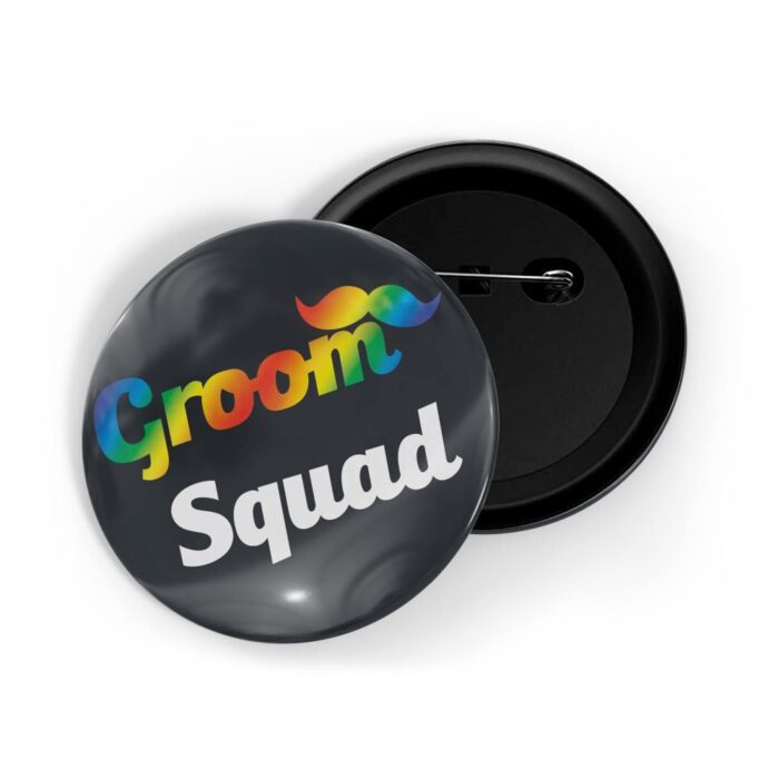 dhcrafts Pin Badges Black Colour Groom Squad Glossy Finish Design Pack of 1