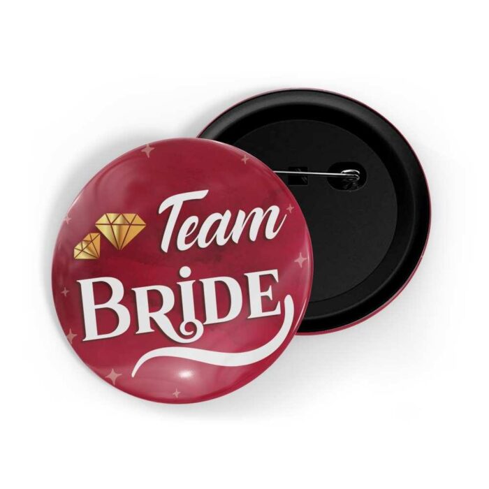 dhcrafts Pin Badges Red Color Team Bride D1 Glossy Finish Design Pack of 1