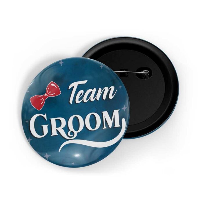 dhcrafts Pin Badges Blue Color Team Groom D1 Glossy Finish Design Pack of 1