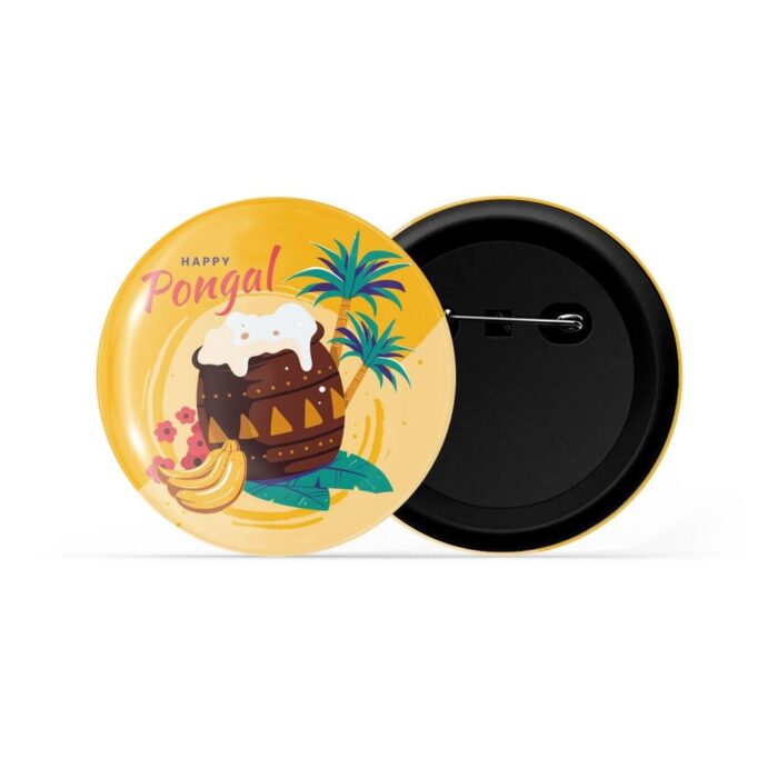 dhcrafts Pin Badges Yellow Pongal D2 Glossy Finish Design Pack of 1