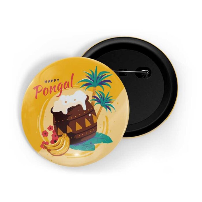 dhcrafts Pin Badges Yellow Pongal D2 Glossy Finish Design Pack of 1