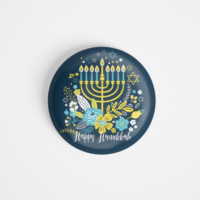 dhcrafts Pin Badges Blue Hanukkah Glossy Finish Design Pack of 1