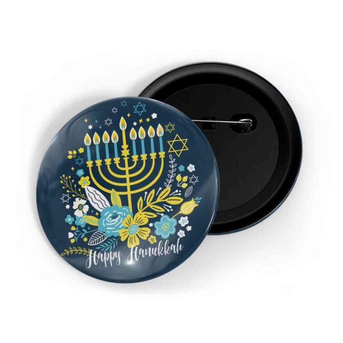 dhcrafts Pin Badges Blue Hanukkah Glossy Finish Design Pack of 1