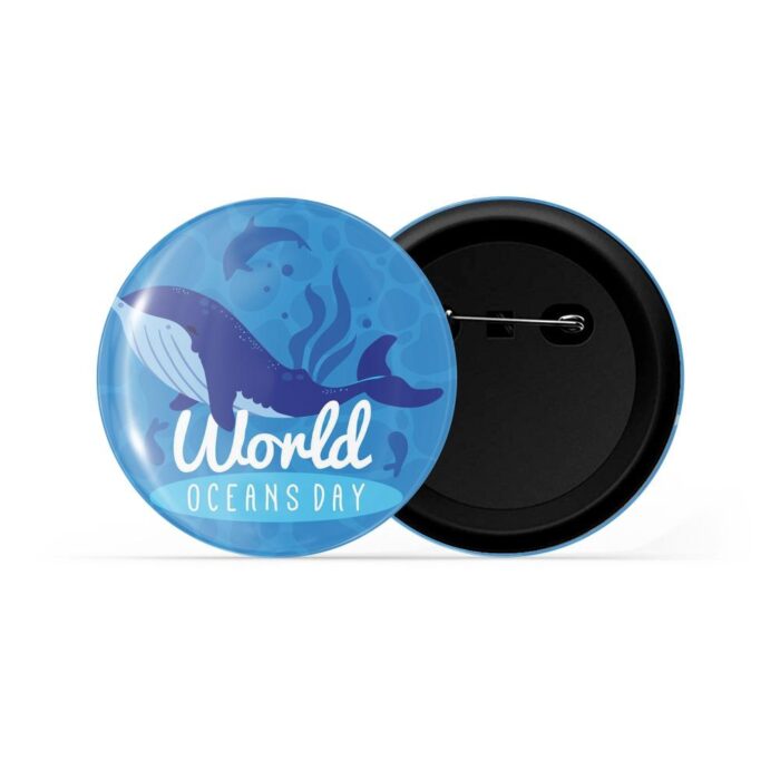 dhcrafts Pin Badges Blue World Ocean Day D1 Glossy Finish Design Pack of 1