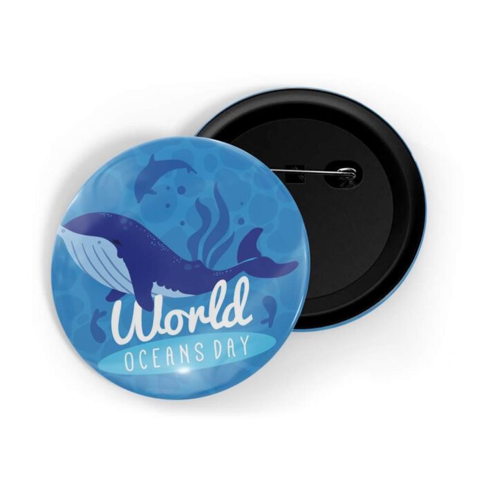 dhcrafts Pin Badges Blue World Ocean Day D1 Glossy Finish Design Pack of 1