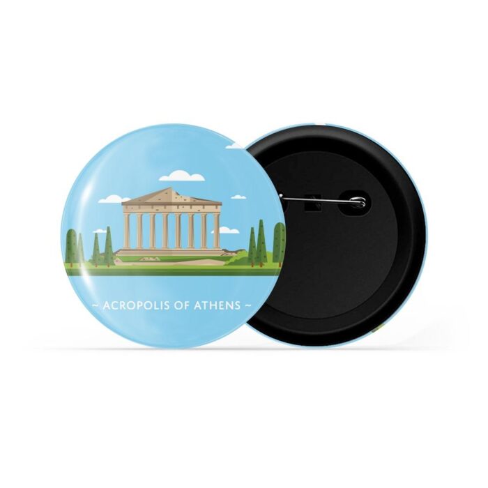 dhcrafts Pin Badges Blue Acropolis of Athens Glossy Finish Design Pack of 1