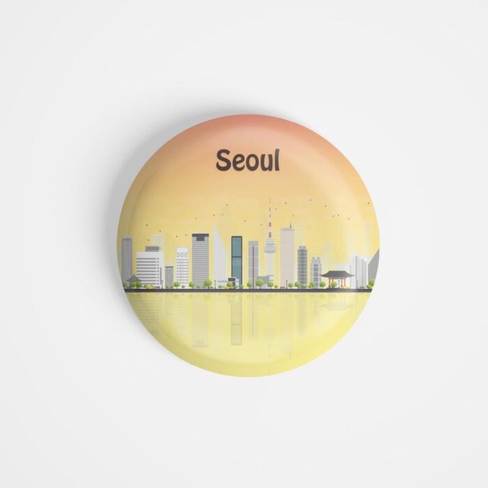 dhcrafts Pin Badges Multicolour Seoul Glossy Finish Design Pack of 1