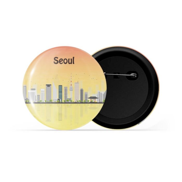 dhcrafts Pin Badges Multicolour Seoul Glossy Finish Design Pack of 1