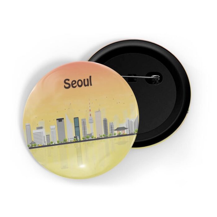 dhcrafts Pin Badges Multicolour Seoul Glossy Finish Design Pack of 1