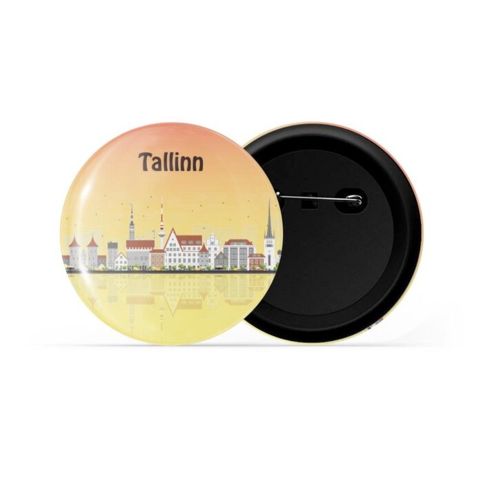 dhcrafts Pin Badges Multicolour Tallinn Glossy Finish Design Pack of 1